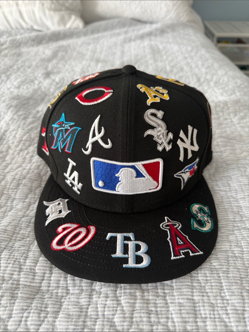 MLB Black Snapback Hat with Multicolored Team Logos